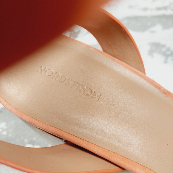New Nordstrom Anita Leather Peach Platform Ankle Buckle Sandals X37 - Picture 12 of 14